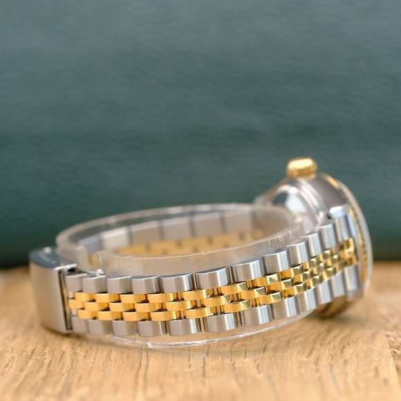 ROLEX DATEJUST WHITE INDEX DIAL 18K GOLD FLUTED JUBILEE TWOTONE WATCH 26MM 69173 - Picture 8 of 12